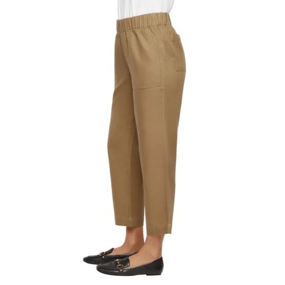 Banana Republic Women Tan Tapered Crop Pants Linen Blend Elastic Waist XXL NEW